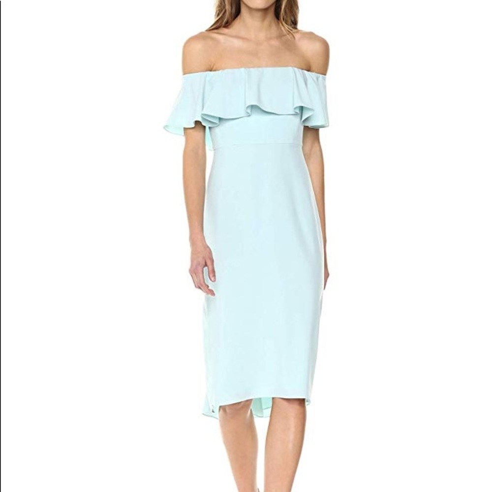 •Halston• Off Shoulder Flounce Dress - Picture 2 of 3